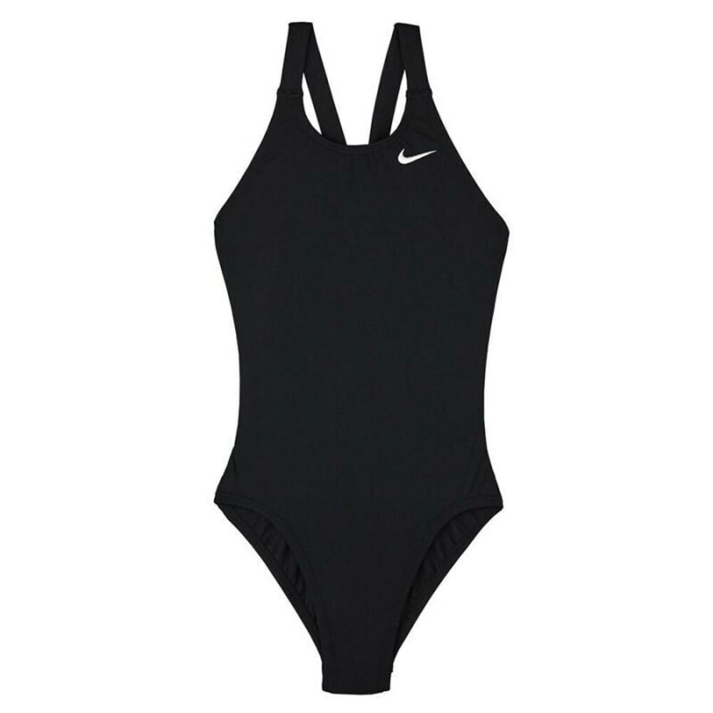 Nike Girls Solid Fast Back  One Piece Swimsuit sz S Black Small
